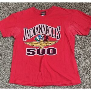 Vintage Indianapolis 500 Shirt Red Tee Graphic 90s Brickyard Mens Size XL